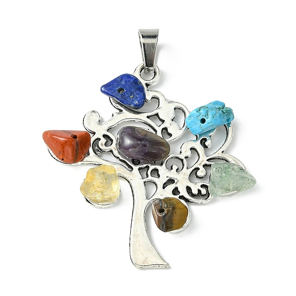 PandaHall Chakra Gemstone Pendants, Tree of Life Charms with Antique Silver Plated Alloy Findings, 41x40x6mm, Hole: 7x4.5mm Mixed Stone Tree...
PandaHall Chakra Gemstone Pendants, Tree of Life Charms with Antique Silver Plated Alloy Findings, 41x40x6mm, Hole: 7x4.5mm Mixed Stone Tree...