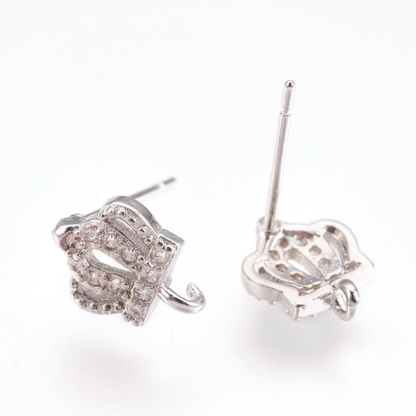 PandaHall Brass Micro Pave Cubic Zirconia Stud Earring Findings, with Loop, Lead Free & Cadmium Free, Crown, Clear, Platinum, 10x8x2mm, Hole...
PandaHall Brass Micro Pave Cubic Zirconia Stud Earring Findings, with Loop, Lead Free & Cadmium Free, Crown, Clear, Platinum, 10x8x2mm, Hole...