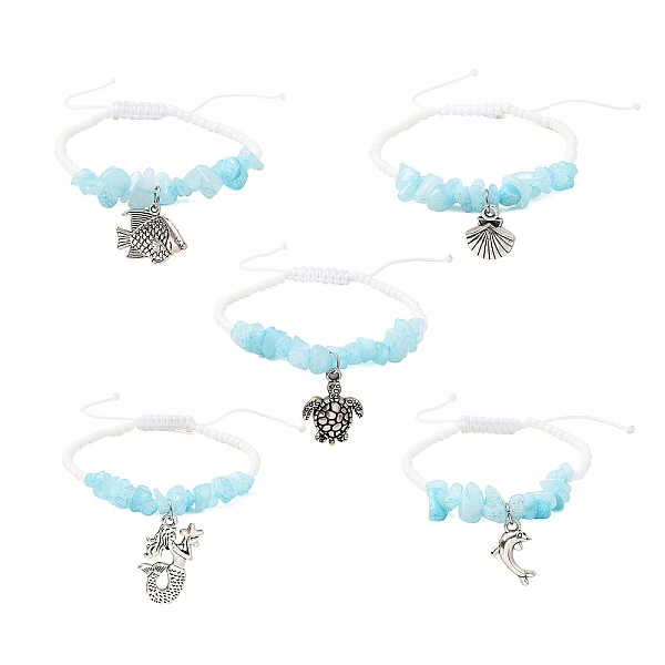 PandaHall Tibetan Style Alloy Ocean Theme Charm Bracelet, Natural White Jade Chips Braided Adjustable Bracelet, Mixed Shapes, Inner Diameter...
PandaHall Tibetan Style Alloy Ocean Theme Charm Bracelet, Natural White Jade Chips Braided Adjustable Bracelet, Mixed Shapes, Inner Diameter...
