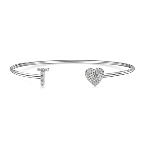 PandaHall Heart & Letter Rhodium Plated 925 Sterling Silver Micro Pave Cubic Zirconia Cuff Bangles for Women, Letter T, 0.2~0.8cm, Inner...
PandaHall Heart & Letter Rhodium Plated 925 Sterling Silver Micro Pave Cubic Zirconia Cuff Bangles for Women, Letter T, 0.2~0.8cm, Inner...