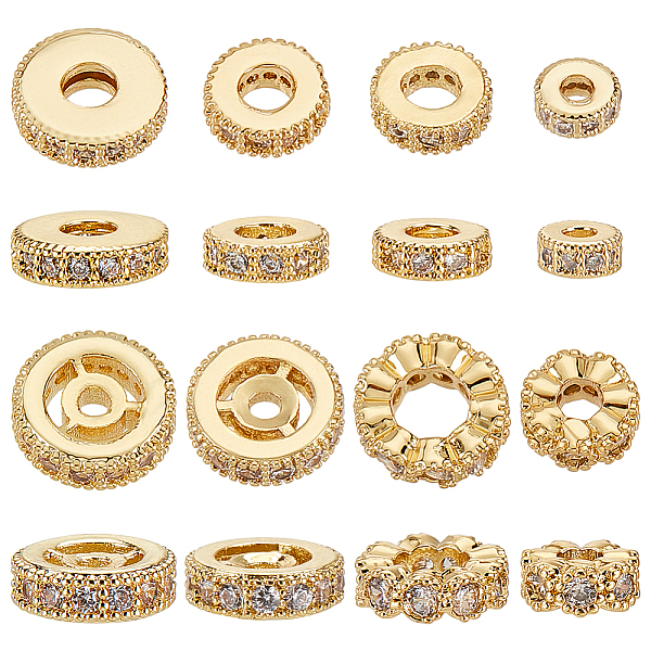 PandaHall 16Pcs 8 Styles Brass Micro Pave Cubic Zirconia Beads, Flat Round, Golden, 4~8.5x2~3mm, Hole: 1~4mm, 2pcs/style Brass+Cubic...
PandaHall 16Pcs 8 Styles Brass Micro Pave Cubic Zirconia Beads, Flat Round, Golden, 4~8.5x2~3mm, Hole: 1~4mm, 2pcs/style Brass+Cubic...