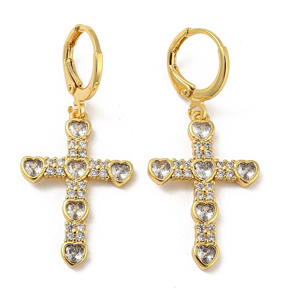 PandaHall Cross Real 18K Gold Plated Brass Dangle Leverback Earrings, with Glass, Clear, 39x17.5mm Brass Cross Clear
PandaHall Cross Real 18K Gold Plated Brass Dangle Leverback Earrings, with Glass, Clear, 39x17.5mm Brass Cross Clear