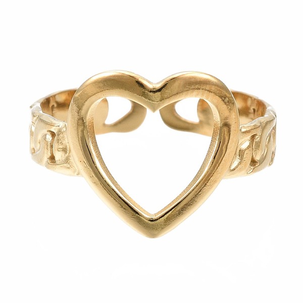 PandaHall 304 Stainless Steel Heart Open Cuff Ring, Chunky Hollow Ring for Women, Golden, US Size 6 3/4(17.1mm) 304 Stainless Steel
PandaHall 304 Stainless Steel Heart Open Cuff Ring, Chunky Hollow Ring for Women, Golden, US Size 6 3/4(17.1mm) 304 Stainless Steel