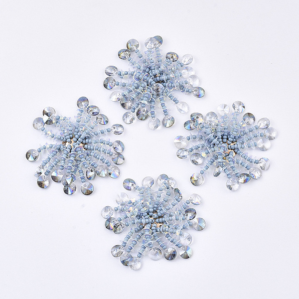 PandaHall Glass Cabochons, Cluster Beads, with Paillette, Seed Beads and Light Gold Plated Iron Sieve Findings, Light Sky Blue, 43~50mm...
PandaHall Glass Cabochons, Cluster Beads, with Paillette, Seed Beads and Light Gold Plated Iron Sieve Findings, Light Sky Blue, 43~50mm...