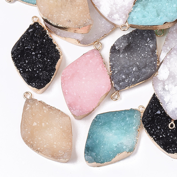 PandaHall Druzy Resin Pendants, with Edge Light Gold Plated Iron Loops, Rhombus, Mixed Color, 45~47x27~28x12mm, Hole: 1.8mm Iron+Resin..., Multicolor
PandaHall Druzy Resin Pendants, with Edge Light Gold Plated Iron Loops, Rhombus, Mixed Color, 45~47x27~28x12mm, Hole: 1.8mm Iron+Resin..., Multicolor