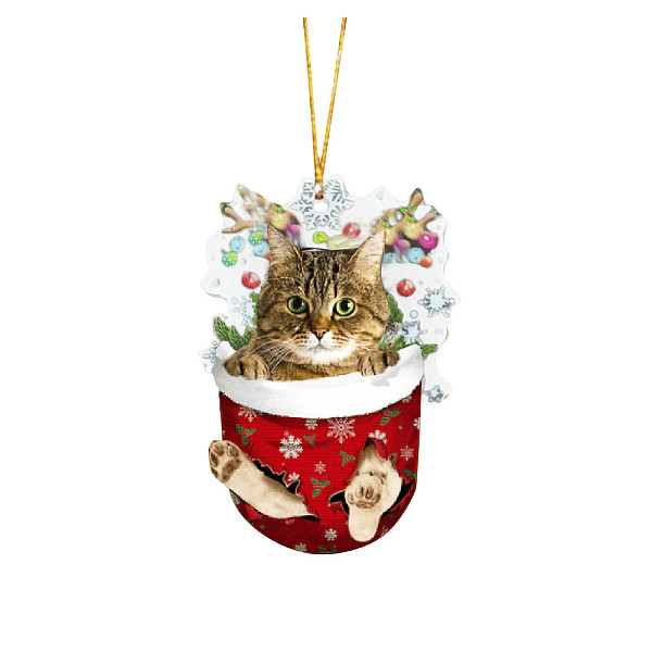 PandaHall Cat in Christmas Stocking Ornaments, Acrylic Kitten Hanging Ornament for Christmas Tree Home Party Decorations, Dark Goldenrod...
PandaHall Cat in Christmas Stocking Ornaments, Acrylic Kitten Hanging Ornament for Christmas Tree Home Party Decorations, Dark Goldenrod...