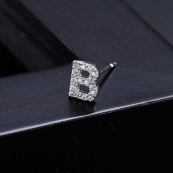 PandaHall Platinum Brass Micro Pave Cubic Zirconia Stud Earrings, Initial Letter, Letter B, No Size Cubic Zirconia Letter B Clear
PandaHall Platinum Brass Micro Pave Cubic Zirconia Stud Earrings, Initial Letter, Letter B, No Size Cubic Zirconia Letter B Clear