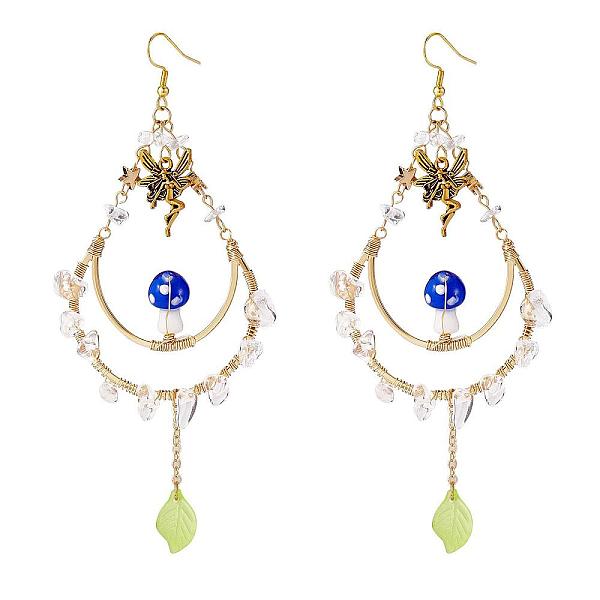 PandaHall Natural Quartz Crystal Chips Beaded Big Teardrop Dangle Earrings, Lampwork Mushroom & Alloy Fairy & Leaf Tassel Drop Earrings for...
PandaHall Natural Quartz Crystal Chips Beaded Big Teardrop Dangle Earrings, Lampwork Mushroom & Alloy Fairy & Leaf Tassel Drop Earrings for...