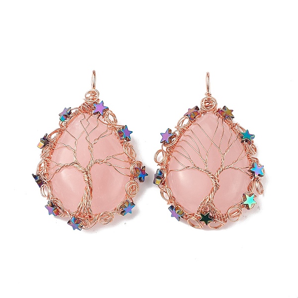 PandaHall Natural Rose Quartz Big Pendants, Teardrop Charms, with Rack Plating Rose Gold Plated Copper Wire Tree and Non-magnetic Hematite...
PandaHall Natural Rose Quartz Big Pendants, Teardrop Charms, with Rack Plating Rose Gold Plated Copper Wire Tree and Non-magnetic Hematite...