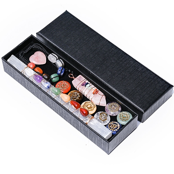 PandaHall Chakra Gemstone Flat Round Massage Stone & Bracelet & Wire Wrapped Pendant Sets, for Reiki Chakra Meditation Therapy Decos...
PandaHall Chakra Gemstone Flat Round Massage Stone & Bracelet & Wire Wrapped Pendant Sets, for Reiki Chakra Meditation Therapy Decos...