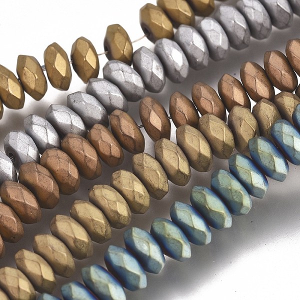 PandaHall Vacuum Plating Non-magnetic Synthetic Hematite Beads Strands, Frosted, Faceted, Grade A, Rondelle, Mixed Color, 6.5x3~3.5mm, Hole...
PandaHall Vacuum Plating Non-magnetic Synthetic Hematite Beads Strands, Frosted, Faceted, Grade A, Rondelle, Mixed Color, 6.5x3~3.5mm, Hole...