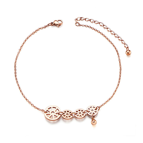 PandaHall SHEGRACE Titanium Steel Charm Anklet, with Cable Chains, Gear, Rose Gold, 8-5/8 inch(22cm) Titanium Steel
PandaHall SHEGRACE Titanium Steel Charm Anklet, with Cable Chains, Gear, Rose Gold, 8-5/8 inch(22cm) Titanium Steel