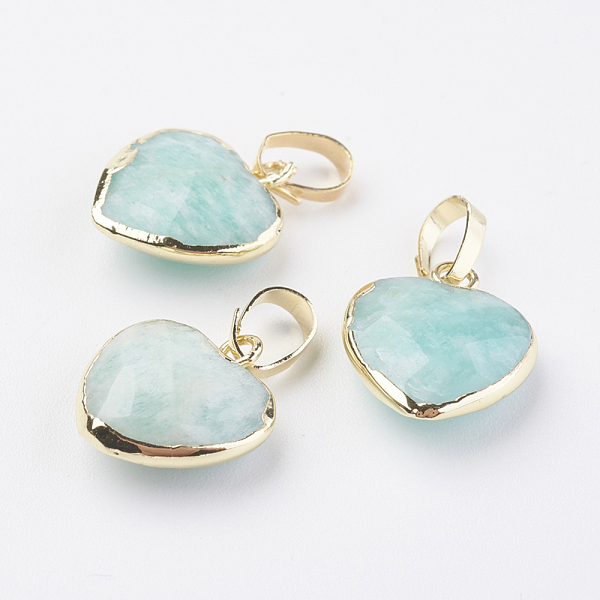 PandaHall Natural Amazonite Pendants, with Brass Findings, Faceted, Heart, Golden, 14~15x12~12.5x4.5~5.5mm, Hole: 4x6mm Amazonite Heart
PandaHall Natural Amazonite Pendants, with Brass Findings, Faceted, Heart, Golden, 14~15x12~12.5x4.5~5.5mm, Hole: 4x6mm Amazonite Heart