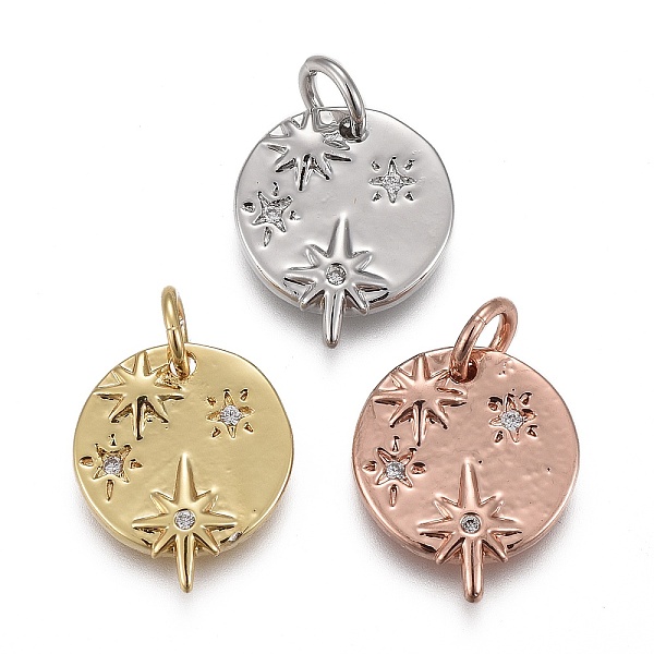 PandaHall Brass Micro Pave Clear Cubic Zirconia Charms, with Jump Ring, Long-Lasting Plated, Flat Round with Shining Star, Mixed Color...
PandaHall Brass Micro Pave Clear Cubic Zirconia Charms, with Jump Ring, Long-Lasting Plated, Flat Round with Shining Star, Mixed Color...