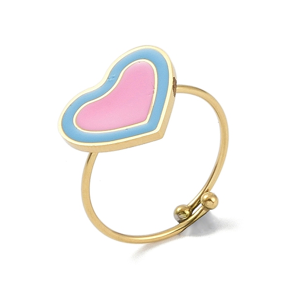 PandaHall Heart 304 Stainless Steel Enamel Ring, 316 Surgical Stainless Steel Open Cuff Ring for Women, Real 18K Gold Plated, Pearl Pink...
PandaHall Heart 304 Stainless Steel Enamel Ring, 316 Surgical Stainless Steel Open Cuff Ring for Women, Real 18K Gold Plated, Pearl Pink...