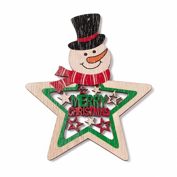 PandaHall Christmas Spray Painted Wood Big Pendants, Snowman with Star, Colorful, 100x84.5x3mm, Hole: 2.5mm Wood Star Multicolor
PandaHall Christmas Spray Painted Wood Big Pendants, Snowman with Star, Colorful, 100x84.5x3mm, Hole: 2.5mm Wood Star Multicolor