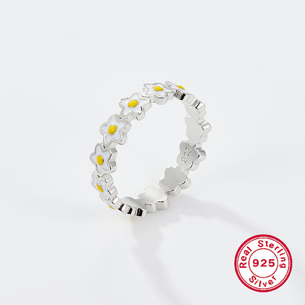 PandaHall Rhodium Plated 925 Sterling Silver Finger Rings, with Enamel, Platinum, US Size 3(14mm) Sterling Silver Flower White
PandaHall Rhodium Plated 925 Sterling Silver Finger Rings, with Enamel, Platinum, US Size 3(14mm) Sterling Silver Flower White