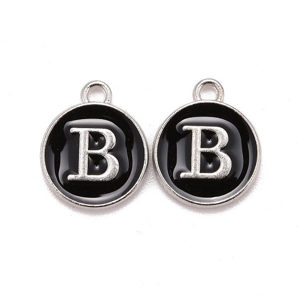 PandaHall Platinum Plated Alloy Charms, Cadmium Free & Lead Free, with Enamel, Enamelled Sequins, Flat Round with Letter, Letter.B..., Black
PandaHall Platinum Plated Alloy Charms, Cadmium Free & Lead Free, with Enamel, Enamelled Sequins, Flat Round with Letter, Letter.B..., Black