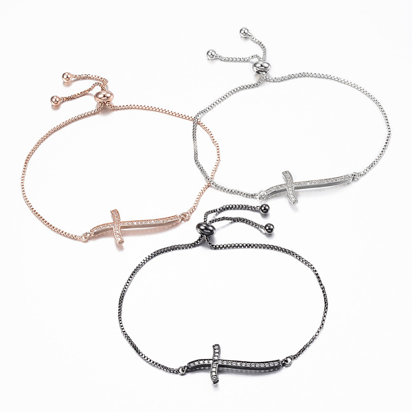 PandaHall Adjustable Brass Micro Pave Cubic Zirconia Slider Bracelets, Bolo Bracelets, Cross, Mixed Color, 10-1/4 inch(260mm), 1.2mm Cubic..., Clear
PandaHall Adjustable Brass Micro Pave Cubic Zirconia Slider Bracelets, Bolo Bracelets, Cross, Mixed Color, 10-1/4 inch(260mm), 1.2mm Cubic..., Clear