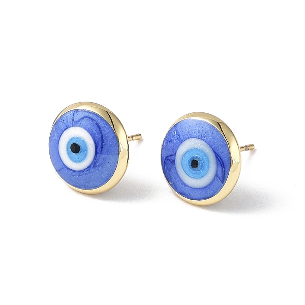 PandaHall Enamel Evil Eye Stud Earrings, Real 18K Gold Plated Brass Jewelry for Women, Royal Blue, 12mm, Pin: 0.8mm Brass Flat Round
PandaHall Enamel Evil Eye Stud Earrings, Real 18K Gold Plated Brass Jewelry for Women, Royal Blue, 12mm, Pin: 0.8mm Brass Flat Round