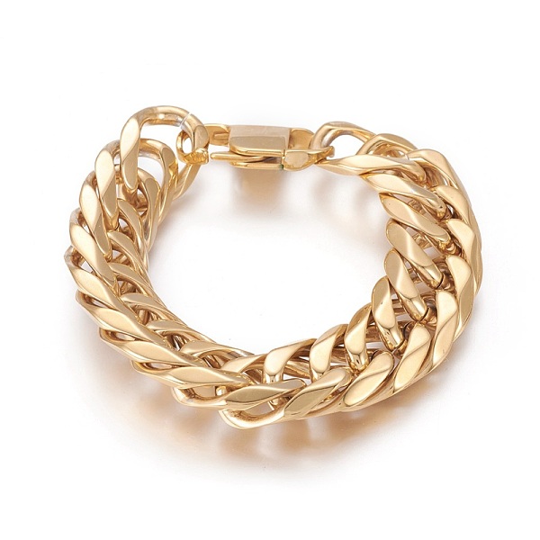 PandaHall 201 Stainless Steel Wheat Chain Bracelets, with Bayonet Clasps, Golden, 8-3/8 inch(21.4cm), 19mm 201 Stainless Steel
PandaHall 201 Stainless Steel Wheat Chain Bracelets, with Bayonet Clasps, Golden, 8-3/8 inch(21.4cm), 19mm 201 Stainless Steel