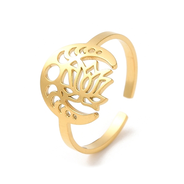 PandaHall 304 Stainless Steel Open Cuff Ring, Hollow Moon Phase & Lotus Flower, Golden, US Size 8 1/4(18.3mm) 304 Stainless Steel Moon
PandaHall 304 Stainless Steel Open Cuff Ring, Hollow Moon Phase & Lotus Flower, Golden, US Size 8 1/4(18.3mm) 304 Stainless Steel Moon