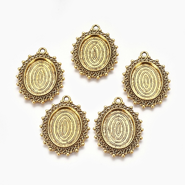 PandaHall Tibetan Style Alloy Pendant Cabochon Settings, Oval, Cadmium Free & Lead Free, Antique Golden, Tray: 25x18mm, 39x29x2mm, Hole...
PandaHall Tibetan Style Alloy Pendant Cabochon Settings, Oval, Cadmium Free & Lead Free, Antique Golden, Tray: 25x18mm, 39x29x2mm, Hole...