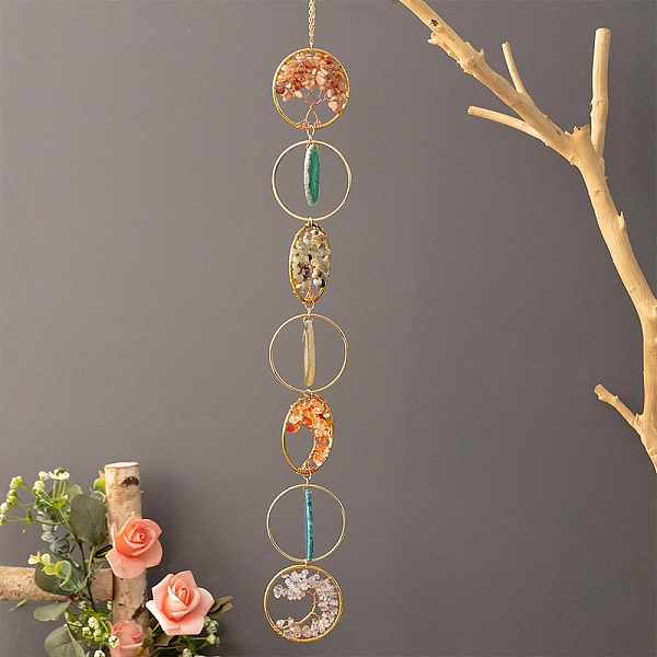 PandaHall Natural Mixed Gemstone Wind Chime, with Glass Beads and Iron Findings, Ring & Tree, Golden, 630mm Mixed Stone Ring Multicolor
PandaHall Natural Mixed Gemstone Wind Chime, with Glass Beads and Iron Findings, Ring & Tree, Golden, 630mm Mixed Stone Ring Multicolor