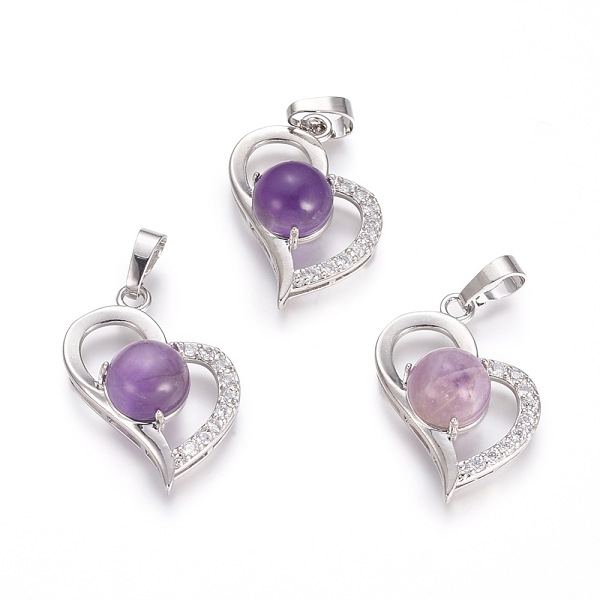PandaHall Natural Amethyst Pendants, with Platinum Tone Brass Findings and Crystal Rhinestone, Heart, 29x21.5x9mm, Hole: 7x3.5mm Amethyst..., Clear
PandaHall Natural Amethyst Pendants, with Platinum Tone Brass Findings and Crystal Rhinestone, Heart, 29x21.5x9mm, Hole: 7x3.5mm Amethyst..., Clear