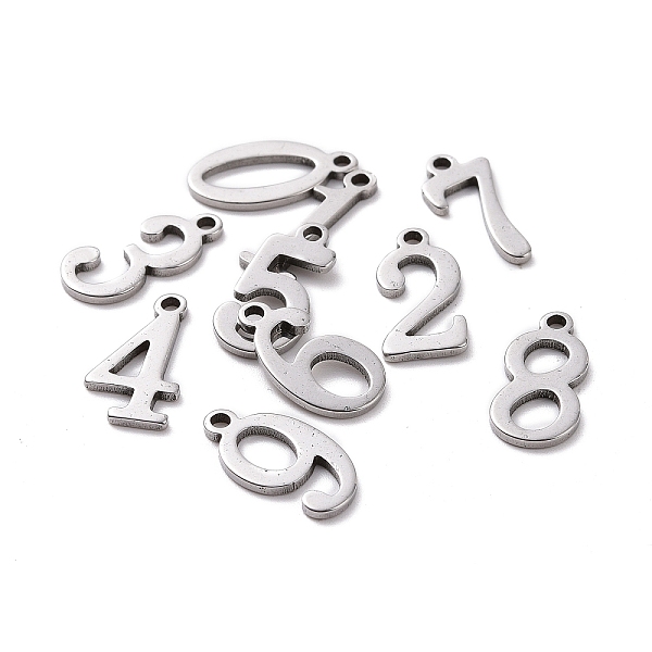 PandaHall 304 Stainless Steel Charms, Number 0~9, Stainless Steel Color, 15x5.5~8x1.5mm, Hole: 1.5mm, 10pcs/set 304 Stainless Steel Number
PandaHall 304 Stainless Steel Charms, Number 0~9, Stainless Steel Color, 15x5.5~8x1.5mm, Hole: 1.5mm, 10pcs/set 304 Stainless Steel Number