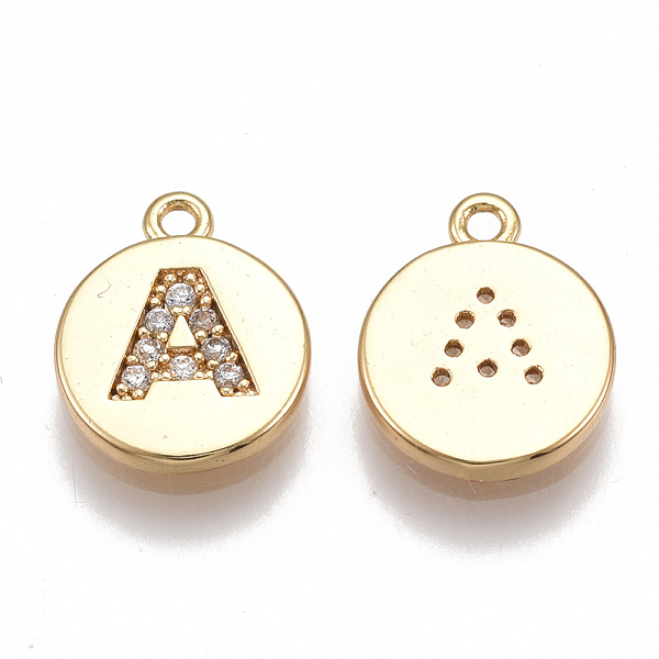 PandaHall Brass Cubic Zirconia Charms, Flat Round with Letter, Nickel Free, Real 18K Gold Plated, Clear, Letter.A, 12x10x2mm, Hole: 1mm...
PandaHall Brass Cubic Zirconia Charms, Flat Round with Letter, Nickel Free, Real 18K Gold Plated, Clear, Letter.A, 12x10x2mm, Hole: 1mm...