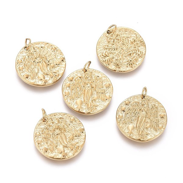PandaHall Ion Plating(IP) 304 Stainless Steel Pendants, with Jump Rings, Textured, Double Sided Pattern, Flat Round with Angel, Golden...
PandaHall Ion Plating(IP) 304 Stainless Steel Pendants, with Jump Rings, Textured, Double Sided Pattern, Flat Round with Angel, Golden...