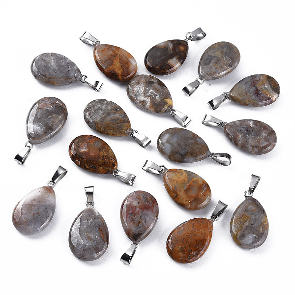 PandaHall Teardrop Dyed Natural Crazy Agate Obsidian Pendants, with Platinum Tone Brass Findings, 25~29x16~17x5~6mm, Hole: 2x7mm Crazy Agate...
PandaHall Teardrop Dyed Natural Crazy Agate Obsidian Pendants, with Platinum Tone Brass Findings, 25~29x16~17x5~6mm, Hole: 2x7mm Crazy Agate...