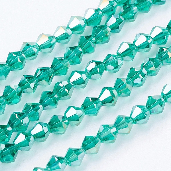 PandaHall Glass Beads Strands, AB Color Plated, Faceted, Bicone, Light Sea Green, 4x4mm, Hole: 1mm, about 92~96pcs/strand, 13.78~14.37 inch...
PandaHall Glass Beads Strands, AB Color Plated, Faceted, Bicone, Light Sea Green, 4x4mm, Hole: 1mm, about 92~96pcs/strand, 13.78~14.37 inch...