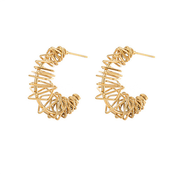 PandaHall 304 Stainless Steel Wire Wrap Stud Earrings, Half Hoop Earrings, Golden, 30.2x12mm 304 Stainless Steel
PandaHall 304 Stainless Steel Wire Wrap Stud Earrings, Half Hoop Earrings, Golden, 30.2x12mm 304 Stainless Steel