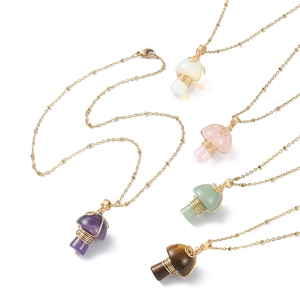 PandaHall Mushroom Gemstone Copper Wire Wrapped Pendant Necklace for Girl Women, Golden Plated 304 Stainless Steel Cable Chain Necklaces...
PandaHall Mushroom Gemstone Copper Wire Wrapped Pendant Necklace for Girl Women, Golden Plated 304 Stainless Steel Cable Chain Necklaces...