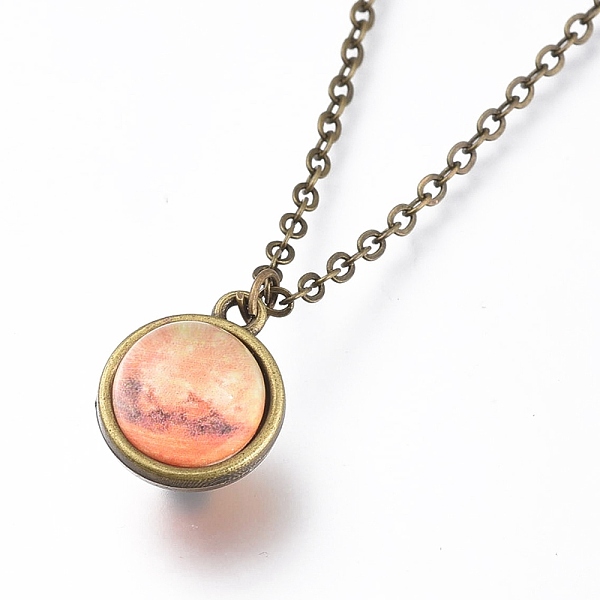 PandaHall Glass Pendant Necklace, with Alloy Cable Chains and Lobster Claw Clasps, Cadmium Free & Lead Free, Round, Mars Pattern, 20.07 inch...
PandaHall Glass Pendant Necklace, with Alloy Cable Chains and Lobster Claw Clasps, Cadmium Free & Lead Free, Round, Mars Pattern, 20.07 inch...