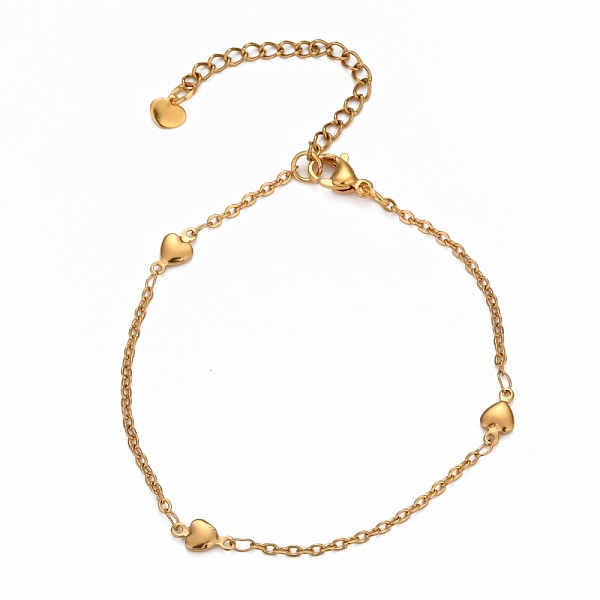 PandaHall 304 Stainless Steel Cable Chain Anklets, with Heart Links and Lobster Claw Clasps, Golden, 8-5/8 inch(21.8cm) Stainless Steel
PandaHall 304 Stainless Steel Cable Chain Anklets, with Heart Links and Lobster Claw Clasps, Golden, 8-5/8 inch(21.8cm) Stainless Steel
