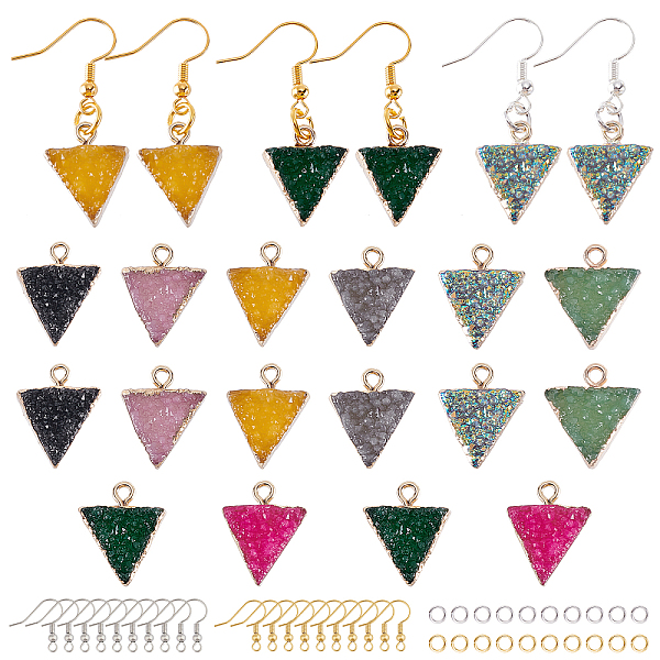 PandaHall DIY Dangle Earring Making Kits, 20Pcs 5 Colors Triangle Druzy Resin Pendants, with Brass Earring Hooks and Jump Rings, Mixed..., Multicolor
PandaHall DIY Dangle Earring Making Kits, 20Pcs 5 Colors Triangle Druzy Resin Pendants, with Brass Earring Hooks and Jump Rings, Mixed..., Multicolor