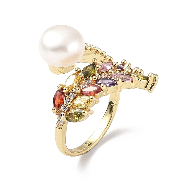 PandaHall Colorful Cubic Zirconia Wheat with Natural Pearl Open Cuff Ring, Rack Plating Brass Jewelry for Women, Golden, US Size 6 3/4...
PandaHall Colorful Cubic Zirconia Wheat with Natural Pearl Open Cuff Ring, Rack Plating Brass Jewelry for Women, Golden, US Size 6 3/4...