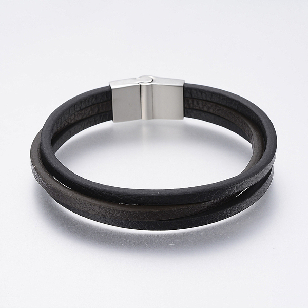 PandaHall Leather Cord Multi-strand Bracelets, with 304 Stainless Steel Magnetic Clasps, Black, 8-5/8 inch(22cm) Leather Black
PandaHall Leather Cord Multi-strand Bracelets, with 304 Stainless Steel Magnetic Clasps, Black, 8-5/8 inch(22cm) Leather Black