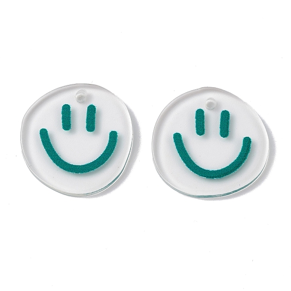 PandaHall Transparent Printed Acrylic Pendants, Flat Round with Smiling Face Charm, Teal, 20.5~21x20~21x2mm, Hole: 1.6mm Acrylic Flat Round..., Cyan
PandaHall Transparent Printed Acrylic Pendants, Flat Round with Smiling Face Charm, Teal, 20.5~21x20~21x2mm, Hole: 1.6mm Acrylic Flat Round..., Cyan