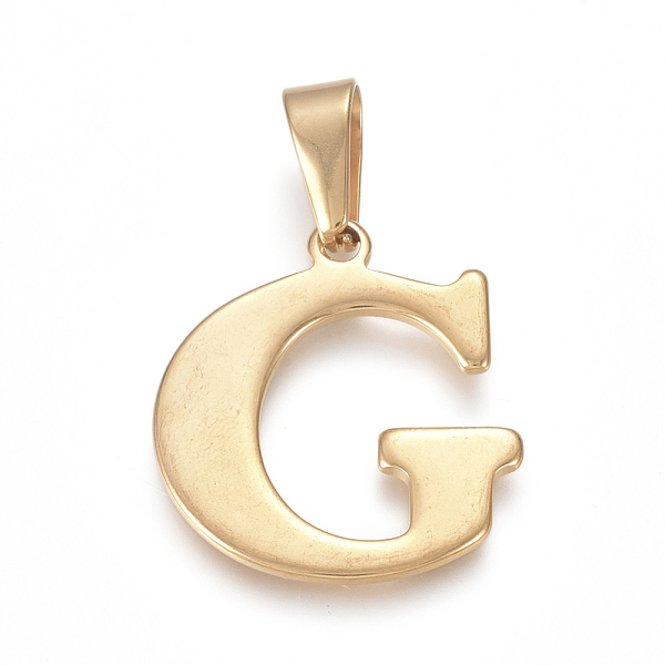 PandaHall 304 Stainless Steel Pendants, Golden, Initial Letter.G,26x22x1.5mm, Hole: 3x9.5mm 304 Stainless Steel Letter G
PandaHall 304 Stainless Steel Pendants, Golden, Initial Letter.G,26x22x1.5mm, Hole: 3x9.5mm 304 Stainless Steel Letter G