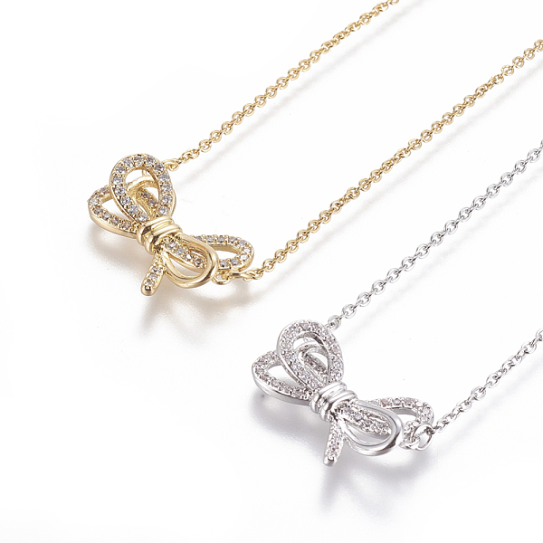 PandaHall 304 Stainless Steel Pendant Necklaces, with Brass Cubic Zirconia Pendants, Bowknot, Mixed Color, 18.11 inch(46cm), Pendant..., Clear
PandaHall 304 Stainless Steel Pendant Necklaces, with Brass Cubic Zirconia Pendants, Bowknot, Mixed Color, 18.11 inch(46cm), Pendant..., Clear