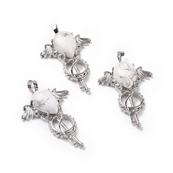 PandaHall Natural Howlite Teardrop Pendants, Key Charms, with Rack Plating Platinum Tone Brass Findings, 46x32x9~10.5mm, Hole: 7x5mm Howlite...
PandaHall Natural Howlite Teardrop Pendants, Key Charms, with Rack Plating Platinum Tone Brass Findings, 46x32x9~10.5mm, Hole: 7x5mm Howlite...