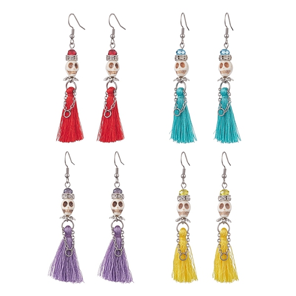 PandaHall 4 Pair 4 Color Synthetic Turquoise Skull Dangle Earrings, 316 Surgical Stainless Steel Tassel Earrings for Halloween, Mixed Color..., Multicolor
PandaHall 4 Pair 4 Color Synthetic Turquoise Skull Dangle Earrings, 316 Surgical Stainless Steel Tassel Earrings for Halloween, Mixed Color..., Multicolor