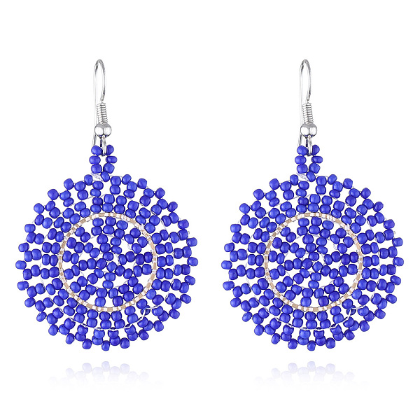 PandaHall Glass Seed Braided Dangle Earrings for Women, Bohemian Style, Flat Round, Royal Blue, 53x35mm Glass
PandaHall Glass Seed Braided Dangle Earrings for Women, Bohemian Style, Flat Round, Royal Blue, 53x35mm Glass