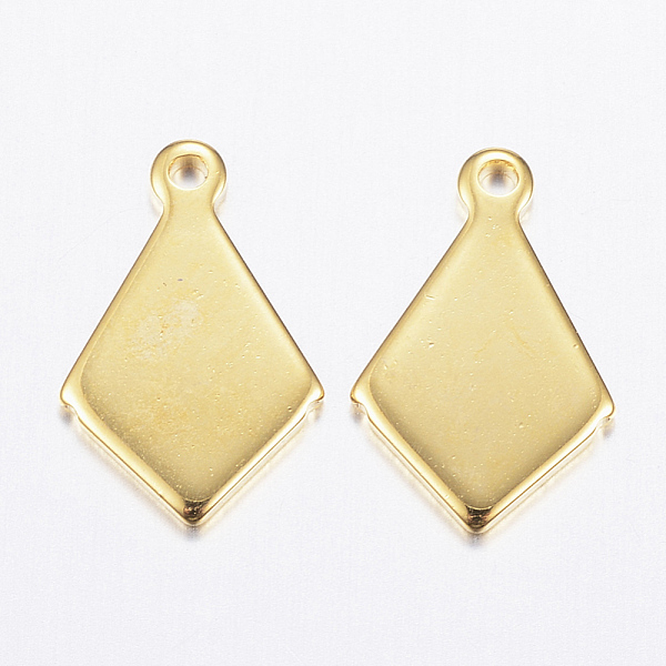 PandaHall 304 Stainless Steel Charms, Rhombus, Real 24K Gold Plated, 13.5x8.5x1mm, Hole: 1mm 304 Stainless Steel Rhombus
PandaHall 304 Stainless Steel Charms, Rhombus, Real 24K Gold Plated, 13.5x8.5x1mm, Hole: 1mm 304 Stainless Steel Rhombus