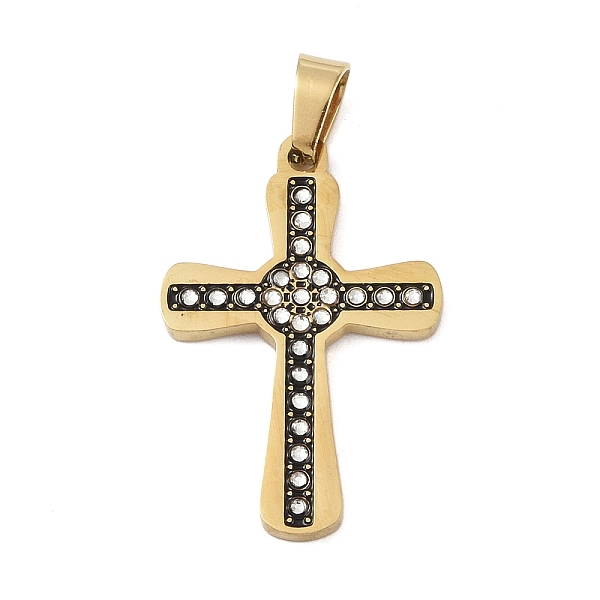 PandaHall Ion Plating(IP) 304 Stainless Steel Enamel Rhinestone Pendants, Cross Charms, Real 18K Gold Plated, 32.5x21.5x2.5mm, Hole: 6x4mm..., Clear
PandaHall Ion Plating(IP) 304 Stainless Steel Enamel Rhinestone Pendants, Cross Charms, Real 18K Gold Plated, 32.5x21.5x2.5mm, Hole: 6x4mm..., Clear