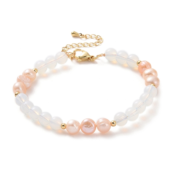 PandaHall Beaded Bracelets, with Natural Pearl Beads, Opalite Beads and Golden Plated Brass Chain Extender and Spacer Beads, 7-1/8 inch...
PandaHall Beaded Bracelets, with Natural Pearl Beads, Opalite Beads and Golden Plated Brass Chain Extender and Spacer Beads, 7-1/8 inch...